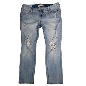 Torrid Boyfriend Distressed Lace Crop Jeans SZ 10R